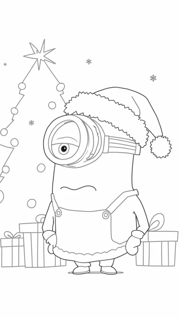 páginas para colorear de minion de Navidad